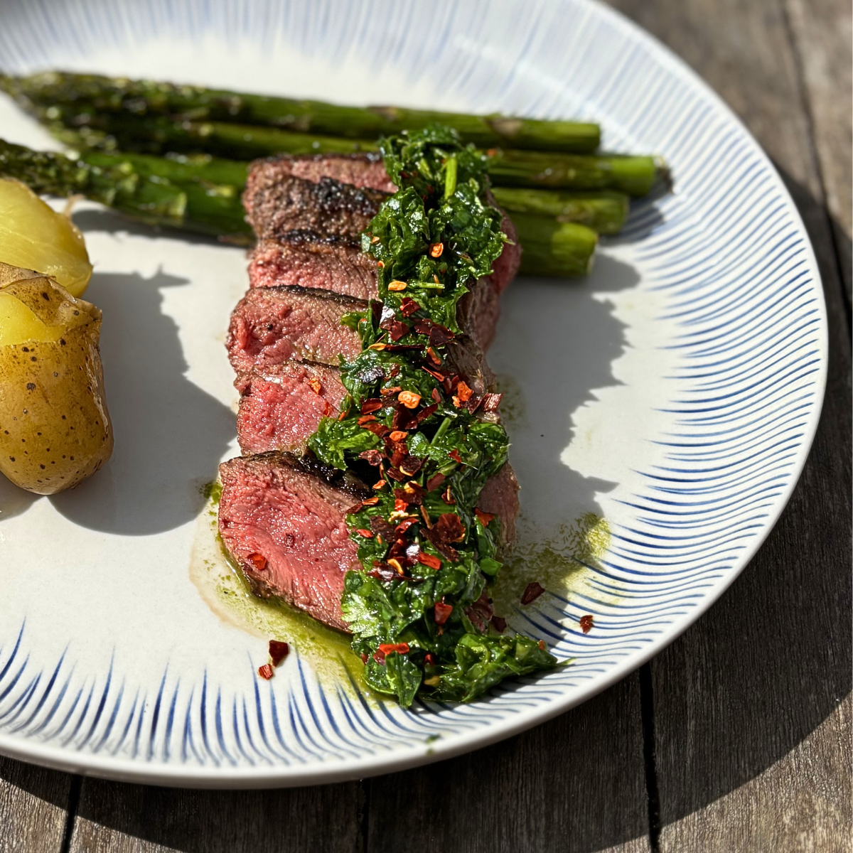 Wild Garlic Chimichurri with Venison Steaks